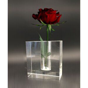 Vintage Crystal Block Form Vase Square France Art Deco 1930's Mid-Century Modern